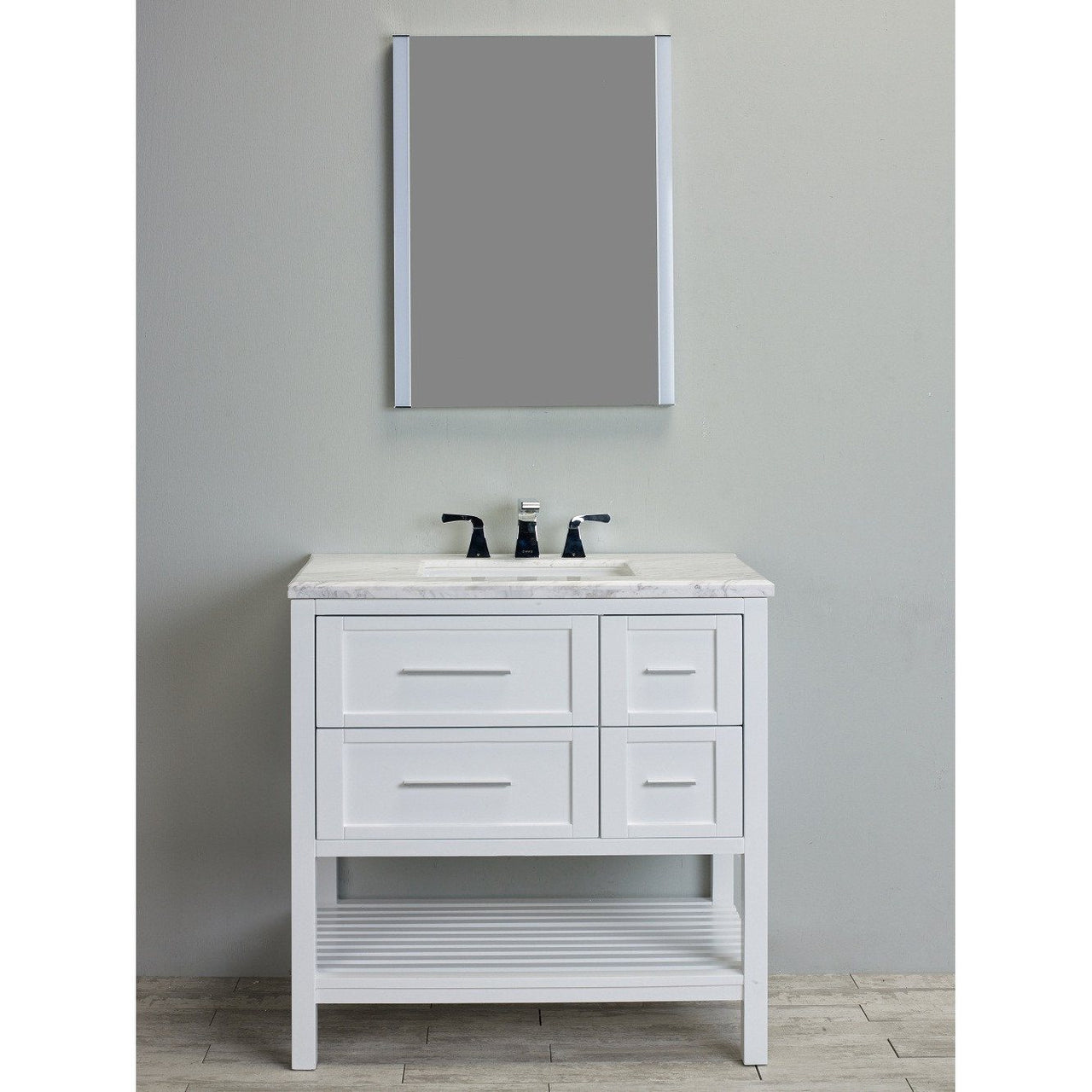 Eviva Natalie Plus F.® 36" White Vanity with White Jazz Marble Counter-top & White Undermount Porcelain Sink Vanity Eviva 