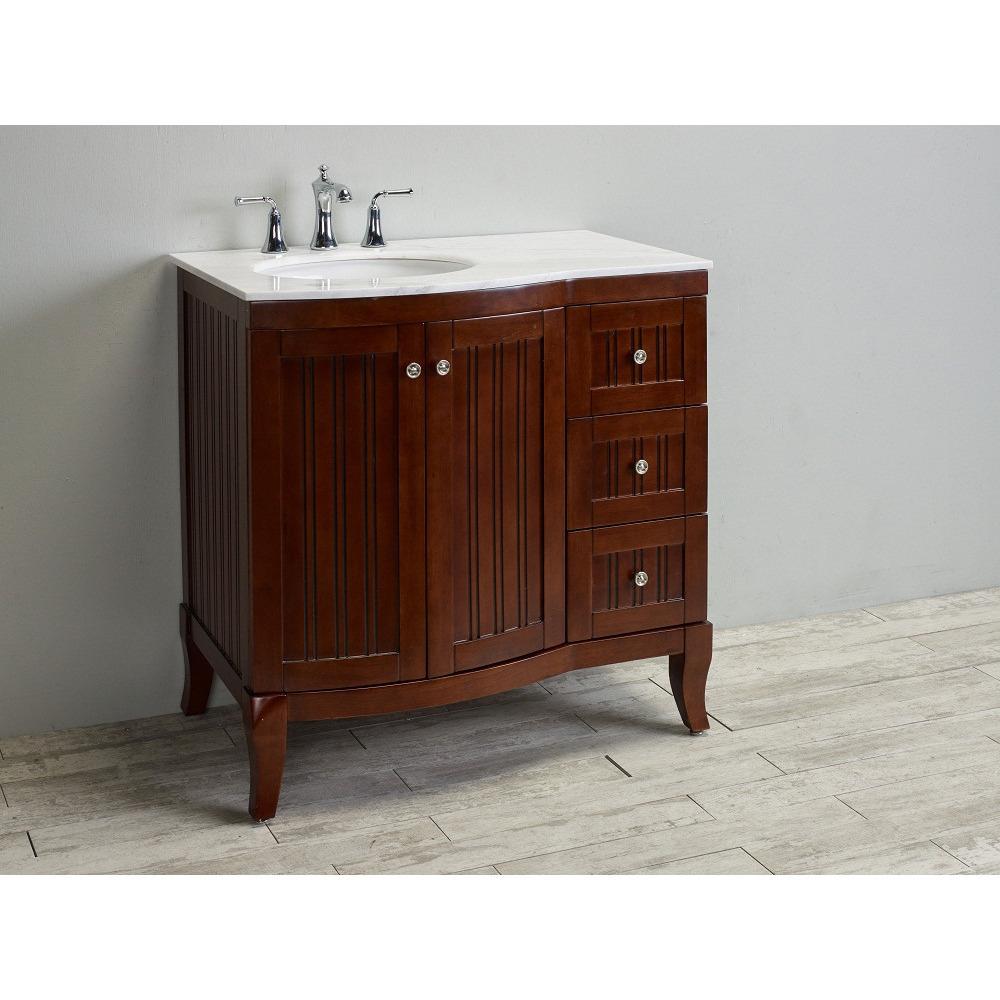Eviva Odessa Zinc 36" Brown Transitional Bathroom Vanity Set With Counter-top Vanity Eviva 