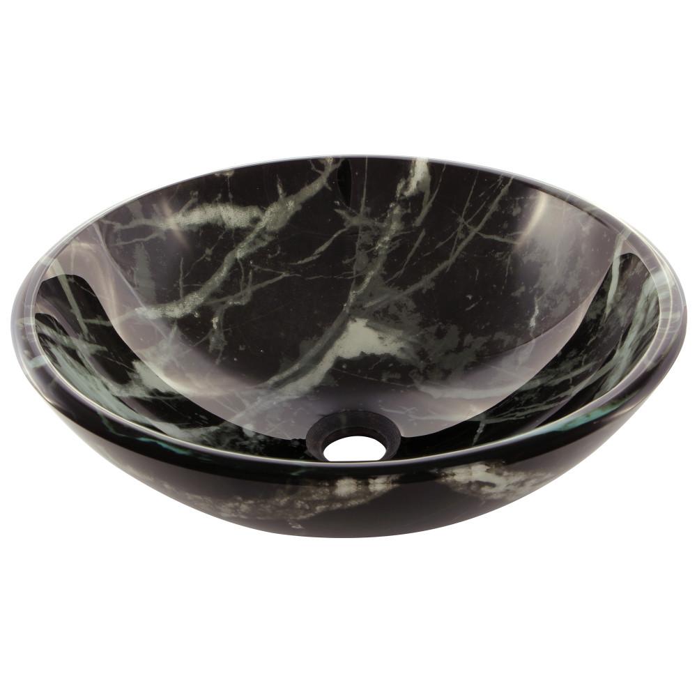 Fauceture EVSDLR1 Marble Double Layer Glass Vessel Bathroom Sink Bathroom Sink Kingston Brass Black/White 