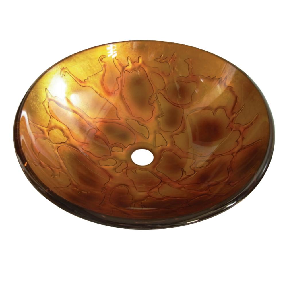 Fauceture EVSPFB3 Firenze Round Amber Bronze Glass Vessel Sink Bathroom Sink Kingston Brass Default Title 