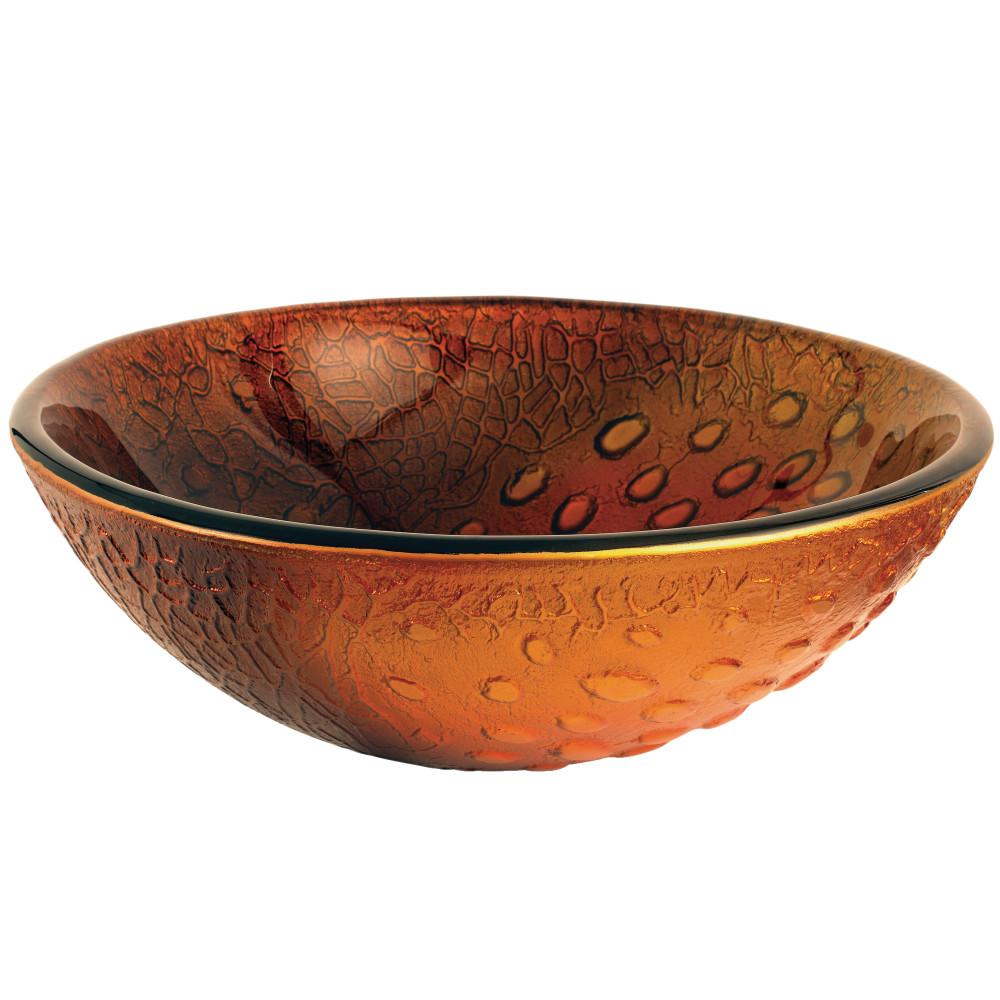 Fauceture EVSPFB8 Amber Drops 16-1/2" Diameter Round Glass Sink, Copper Amber Bathroom Sink Kingston Brass Default Title 