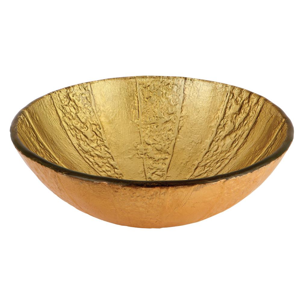 Fauceture EVSPFE1 Turin 16-1/2" Diameter Round Vessel Glass Sink, Gold Bathroom Sink Kingston Brass Default Title 