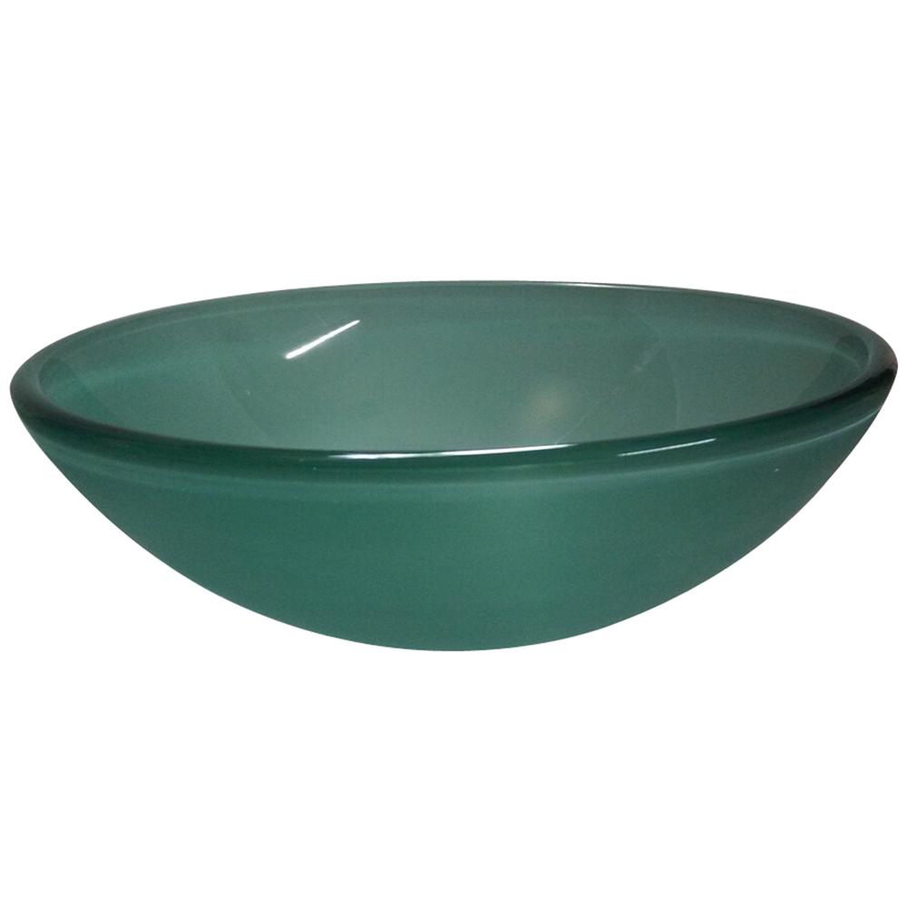 Fauceture EVSPFG1 1/2" Round Tempered Glass Vessel Sink, Light Frosted Green Bathroom Sink Kingston Brass Default Title 