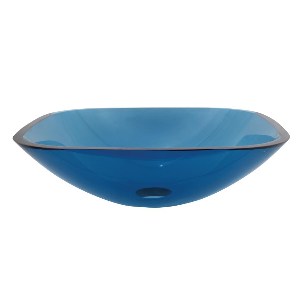 Fauceture EVSQFB4 1/2" Round Tempered Glass Vessel Sink, Topaz Blue Bathroom Sink Kingston Brass Default Title 