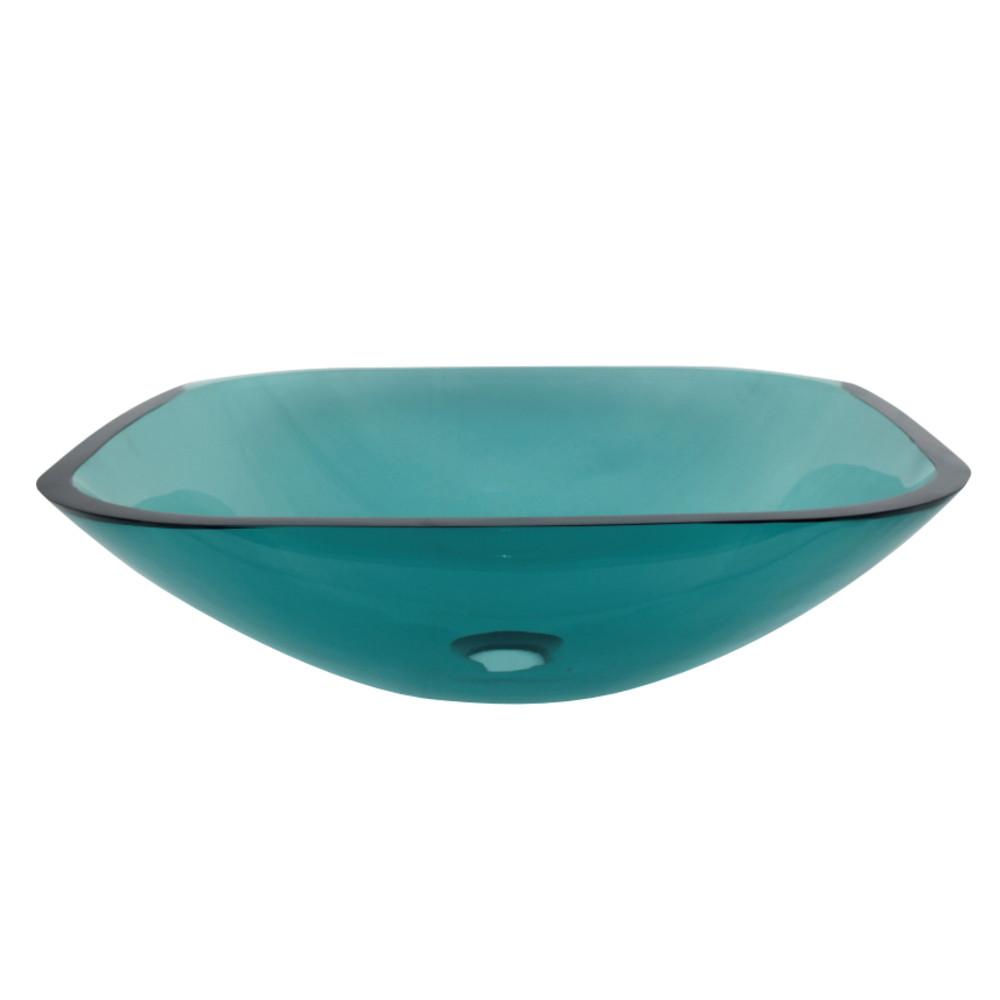 Fauceture EVSQFG4 1/2" Round Tempered Glass Vessel Sink, Emerald Green Bathroom Sink Kingston Brass Default Title 