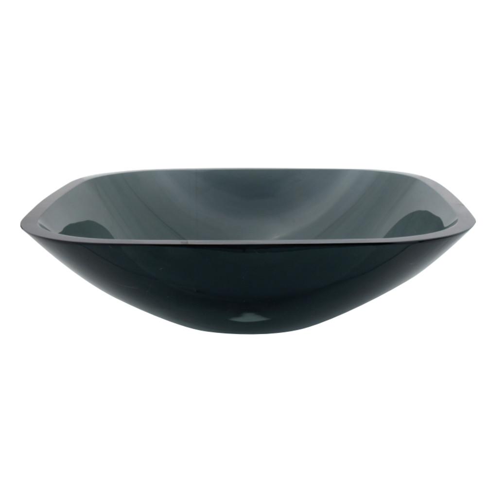 Fauceture EVSQFK4 1/2" Round Tempered Glass Vessel Sink, Onyx Black Bathroom Sink Kingston Brass Default Title 