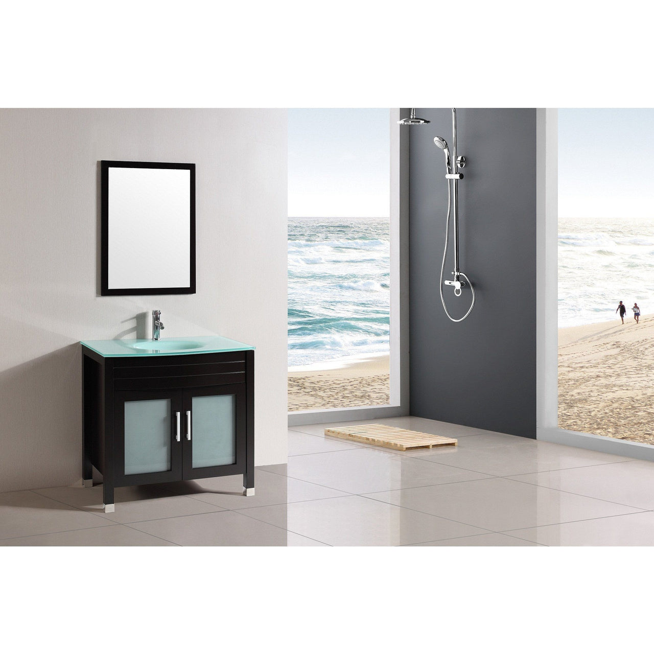Eviva Roca 30" Espresso Bathroom Cabinet with Integrated Glass Tempered Sink Vanity Eviva 