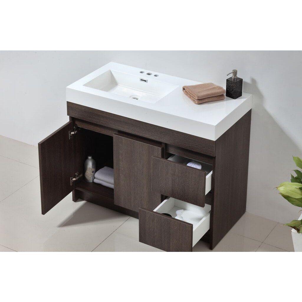 Eviva Beach® 39"Grey Oak Modern Vanity Set with Integrated White Acrylic Sink Vanity Eviva 