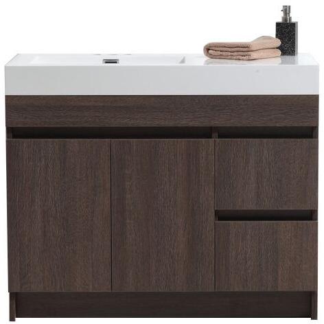 Eviva Beach® 39"Grey Oak Modern Vanity Set with Integrated White Acrylic Sink Vanity Eviva 