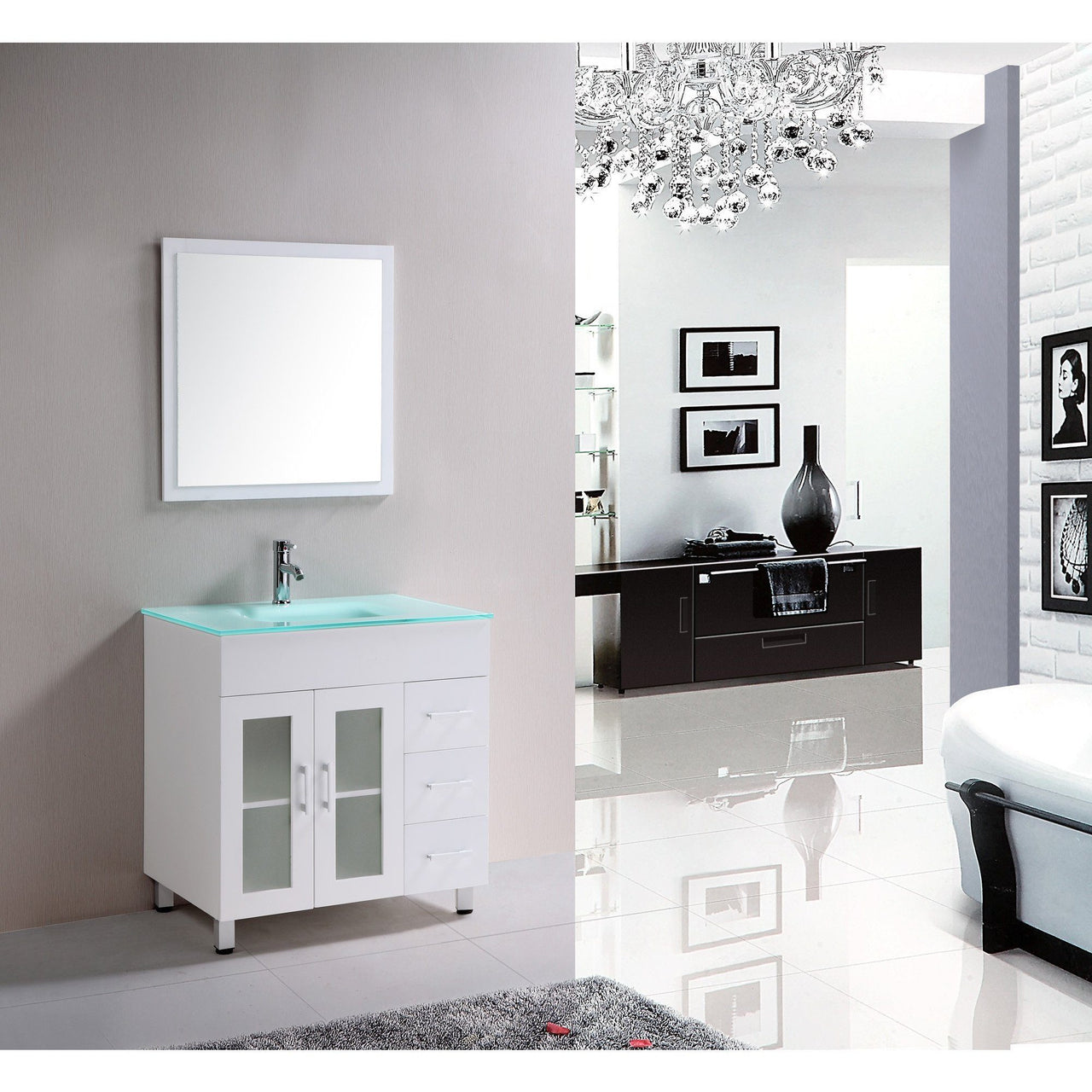 Eviva Shore 30" Modern Bathroom Vanity with Integrate Glass Sink Vanity Eviva 