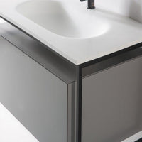 Thumbnail for Eviva Modena 32 in. Wall Mounted Gray Bathroom Vanity with White Integrated Solid Surface Countertop Bathroom Vanity Eviva 