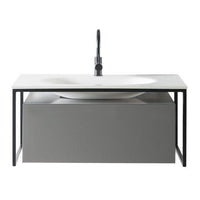Thumbnail for Eviva Modena 32 in. Wall Mounted Gray Bathroom Vanity with White Integrated Solid Surface Countertop Bathroom Vanity Eviva 