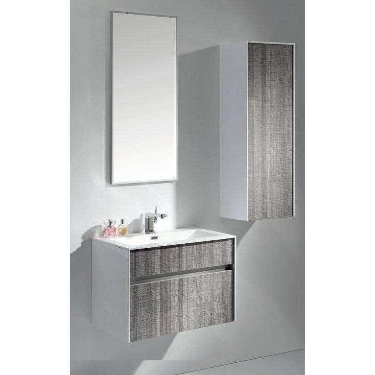 Eviva Ashy 24" Wall Mount Modern Vanity Set High Gloss Ash Gray with White Integrated Sink Vanity Eviva 