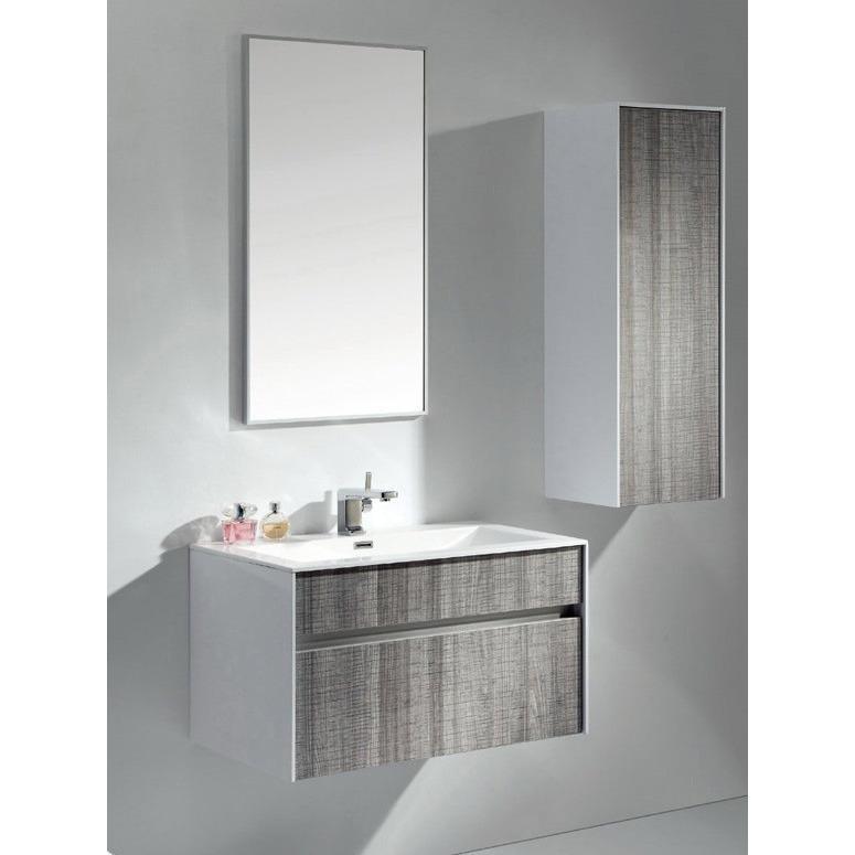 Eviva Ashy 36" Wall Mount Modern Vanity Set High Gloss Ash Gray with White Integrated Sink Vanity Eviva 
