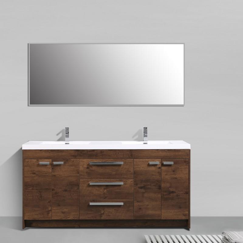 Eviva Lugano 72 Inch Modern Double Sink Bathroom Vanity with White Integrated Acrylic Top Bathroom Vanity Eviva Rosewood 