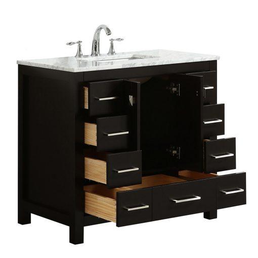 Eviva Hampton 36″ Transitional Bathroom Vanity w/ White Carrara Top Vanity Eviva 