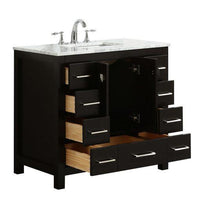 Thumbnail for Eviva Hampton 36″ Transitional Bathroom Vanity w/ White Carrara Top Vanity Eviva 