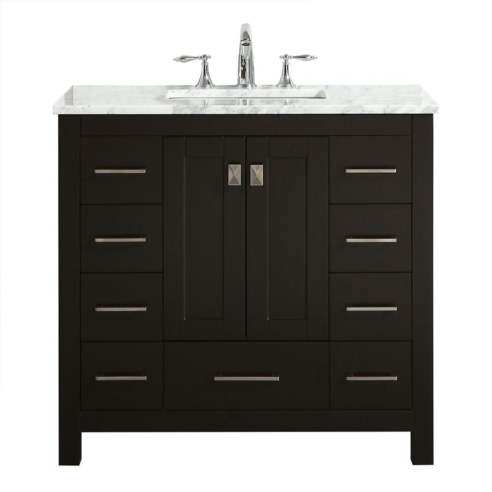 Eviva Hampton 36″ Transitional Bathroom Vanity w/ White Carrara Top Vanity Eviva Espresso 