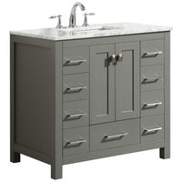 Thumbnail for Eviva Hampton 36″ Transitional Bathroom Vanity w/ White Carrara Top Vanity Eviva 