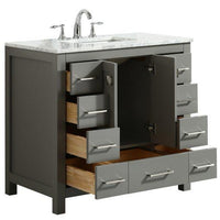 Thumbnail for Eviva Hampton 36″ Transitional Bathroom Vanity w/ White Carrara Top Vanity Eviva 