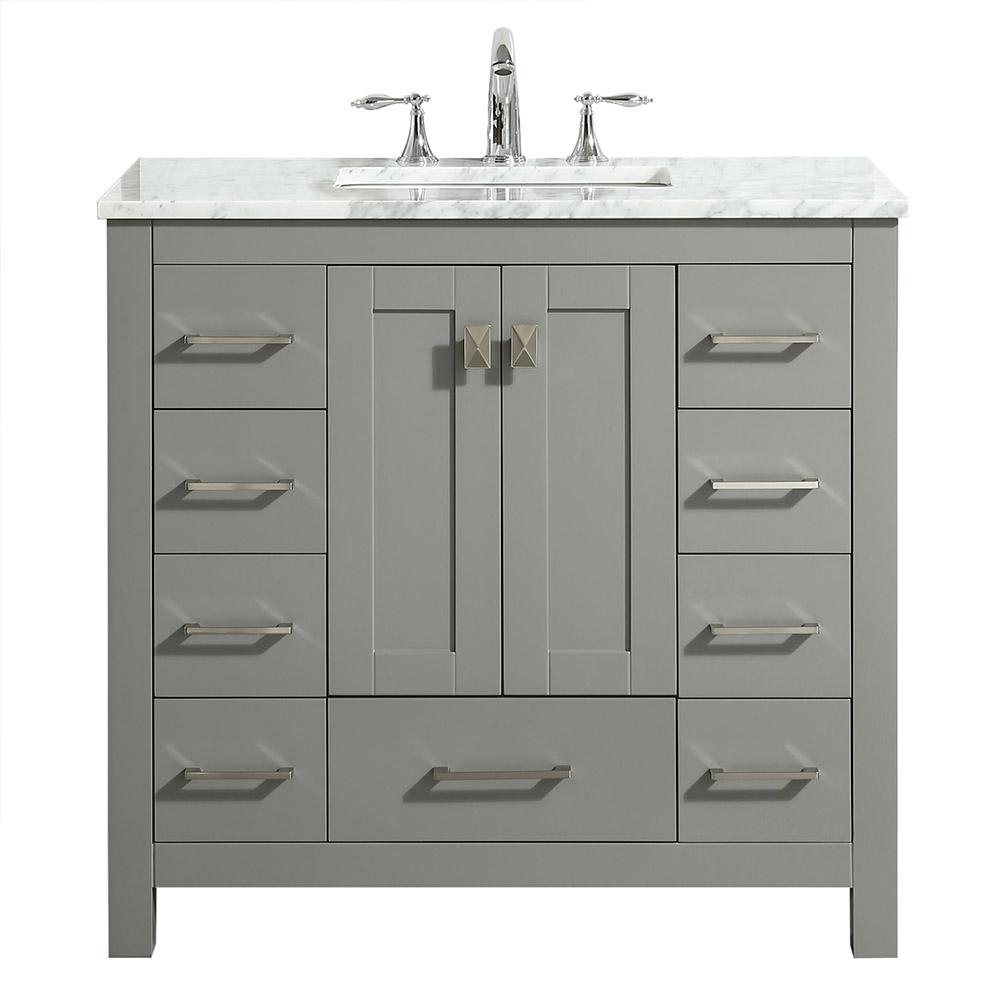 Eviva Hampton 36″ Transitional Bathroom Vanity w/ White Carrara Top Vanity Eviva Gray 