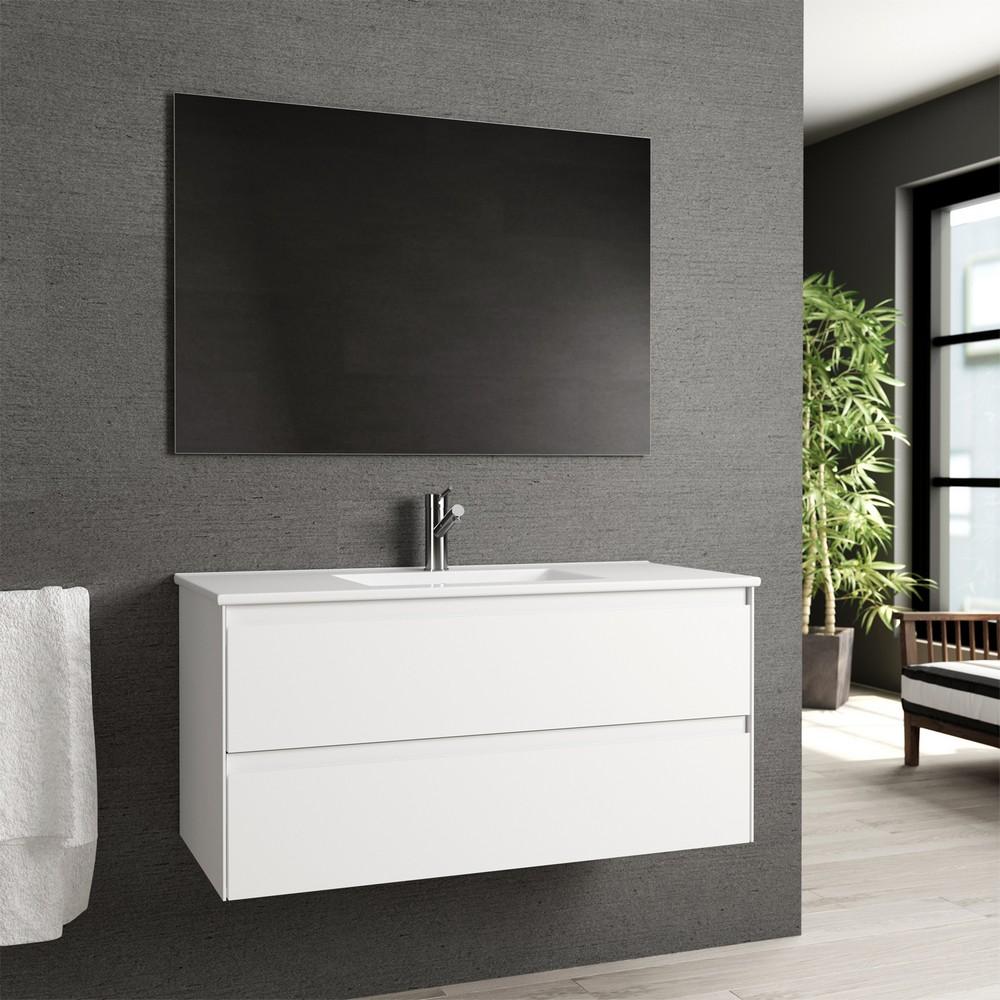 Eviva Bloom 39″ Matt White Bathroom Vanity with White Integrated Porcelain Sink Vanity Eviva 