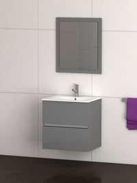 Thumbnail for Eviva Ikaro® 24″ Inch Modern Bathroom Vanity Wall Mount with White Integrated Porcelain Sink Vanity Eviva Grey 