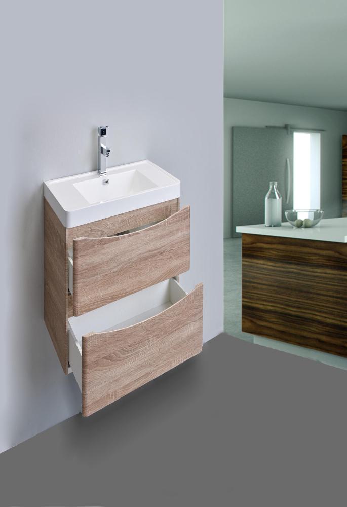 Eviva Smile 24″ White Oak Wall Mount Modern Bathroom Vanity w/ White Integrated Top Vanity Eviva 