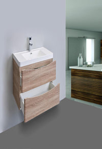 Thumbnail for Eviva Smile 24″ White Oak Wall Mount Modern Bathroom Vanity w/ White Integrated Top Vanity Eviva 