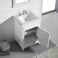Thumbnail for Eviva Elite Princeton 24″ Solid Wood Bathroom Vanity Set with Double OG White Carrera Marble Top Vanity Eviva White 
