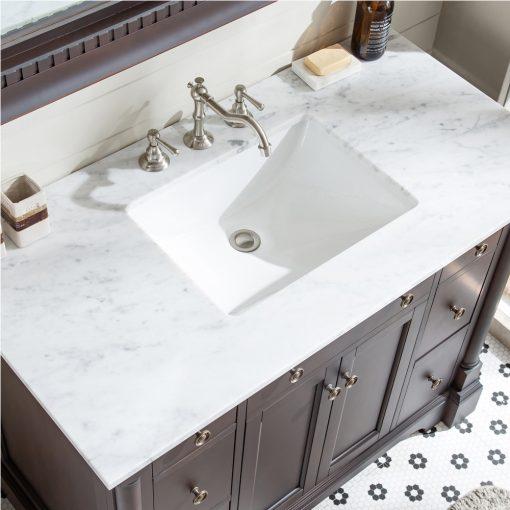 Eviva Preston 43 in. Aged Chocolate Bathroom Vanity with White Carrara Marble Countertop and Undermount Sink Vanity Eviva 