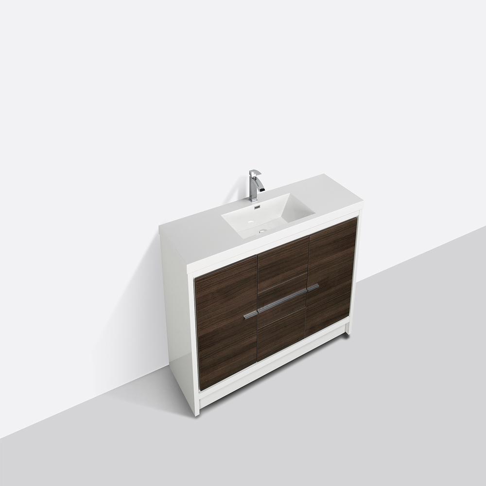 Eviva Grace 60 in. Gray Oak and White Bathroom Vanity with Single White Integrated Acrylic Countertop Vanity Eviva 