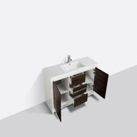Thumbnail for Eviva Grace 60 in. Gray Oak and White Bathroom Vanity with Single White Integrated Acrylic Countertop Vanity Eviva 