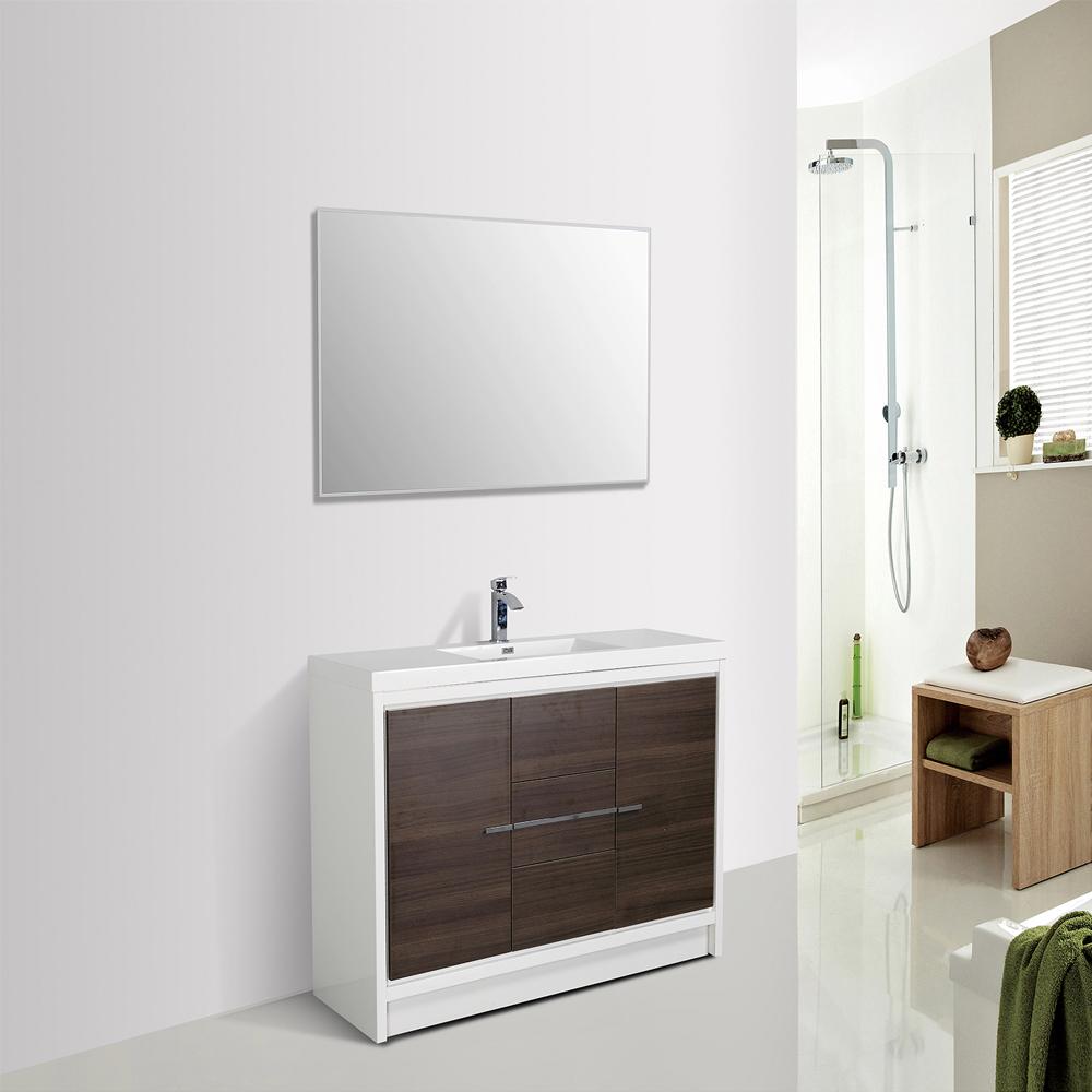 Eviva Grace 60 in. Gray Oak and White Bathroom Vanity with Single White Integrated Acrylic Countertop Vanity Eviva 