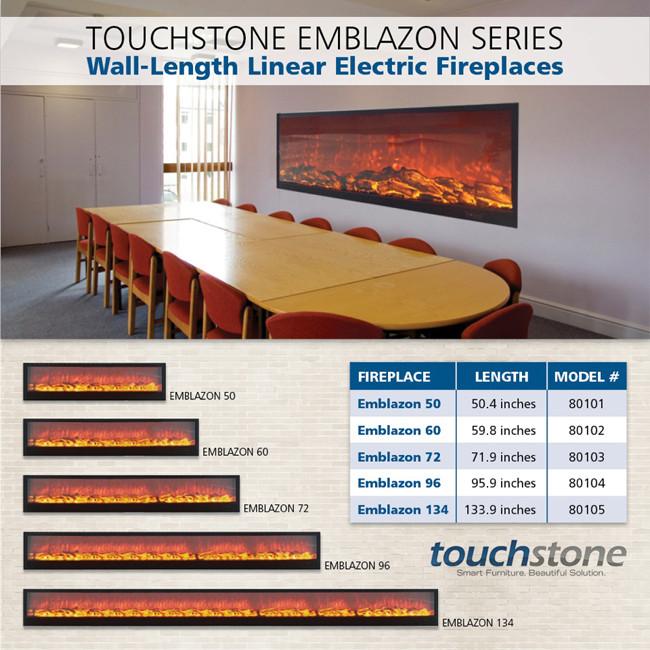 Touchstone Emblazon 50 Wall Length Fireplaces Electric Fireplace Touchstone 