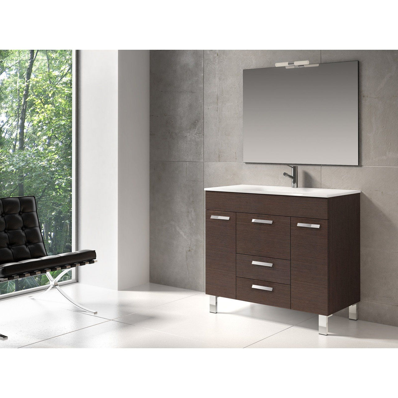Eviva Venus® 36" Wenge Modern Vanity Wall Mount with White Integrated Porcelain Sink Vanity Eviva 