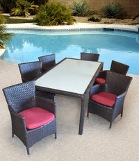 Thumbnail for Estate Woven Outdoor Dining Set of 7 Outdoor Furniture Tuscan 