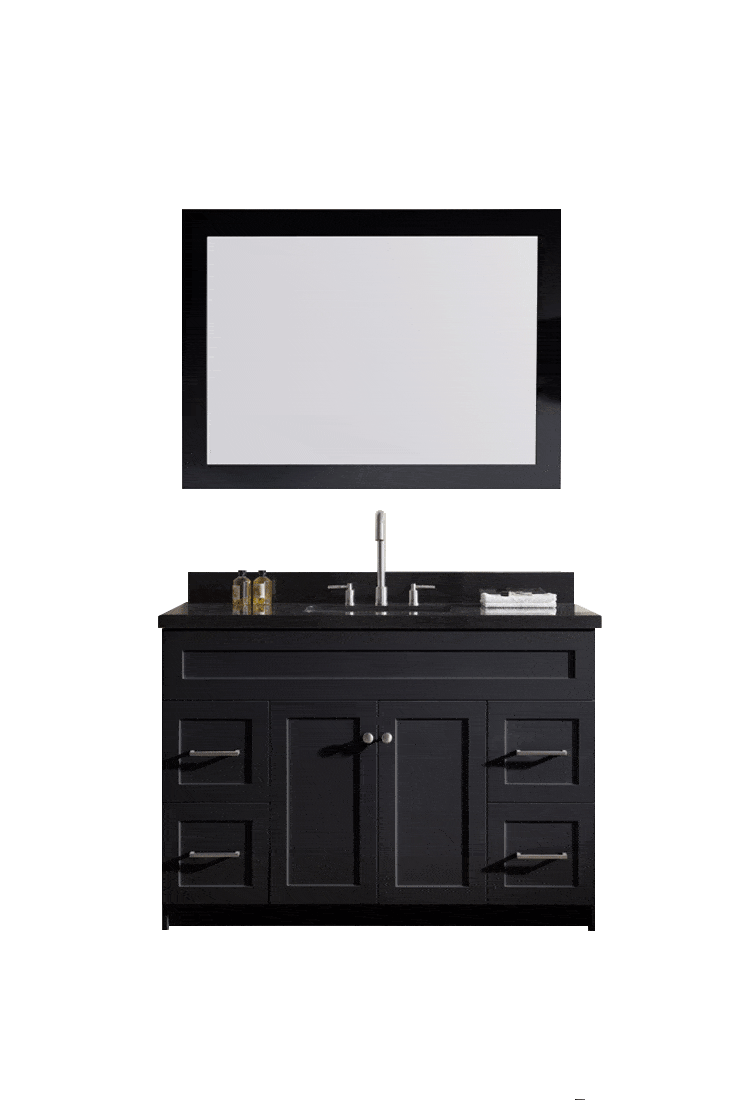 ARIEL Hamlet 49" Single Sink Vanity Set with Absolute Black Granite Countertop in Black Vanity ARIEL 