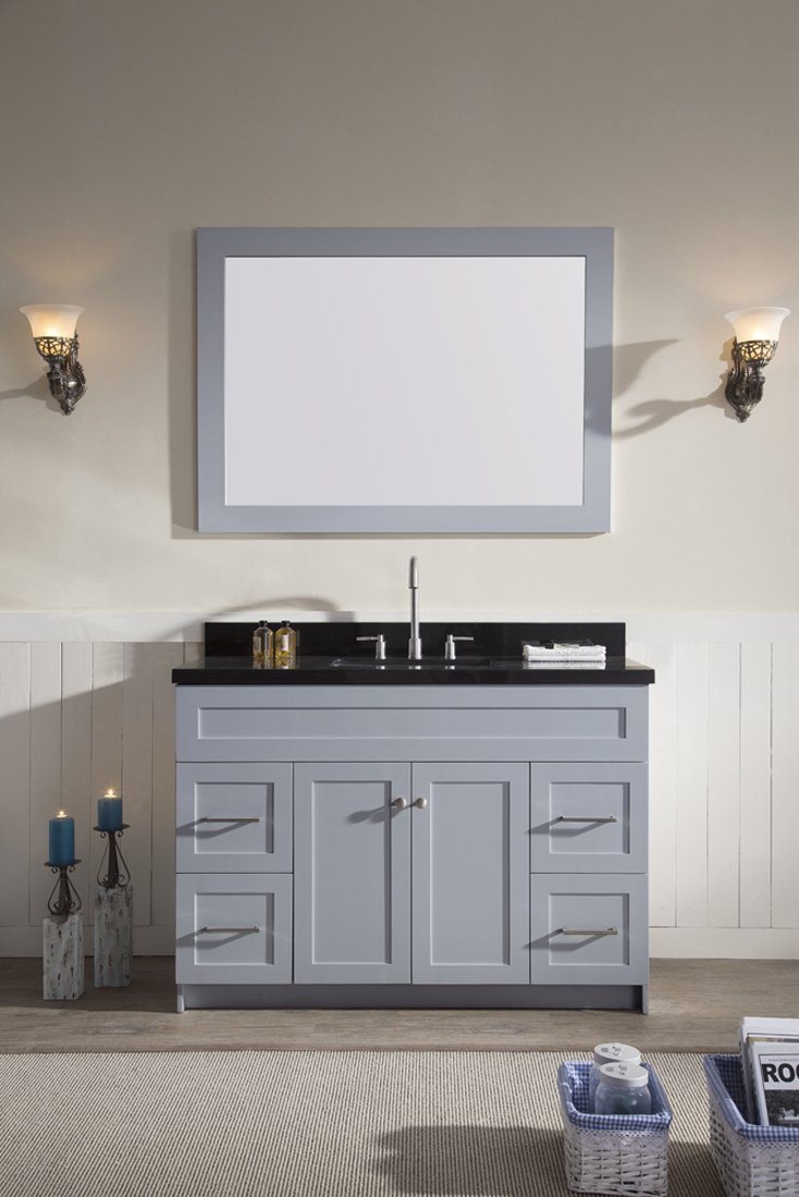 Ariel Hamlet 49" Single Sink Bathroom Vanity Set w/ Black Granite Grey Cabinet Vanity ARIEL 