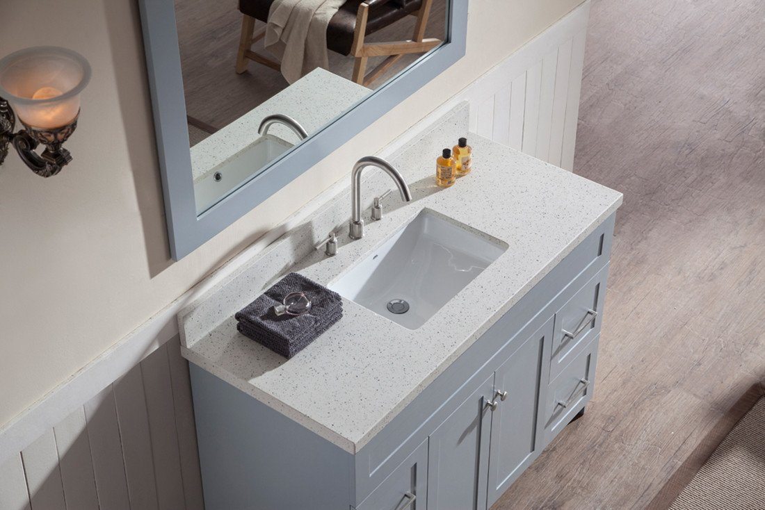 ARIEL Hamlet 49" Single Sink Vanity Set with White Quartz Countertop in Grey Vanity ARIEL 