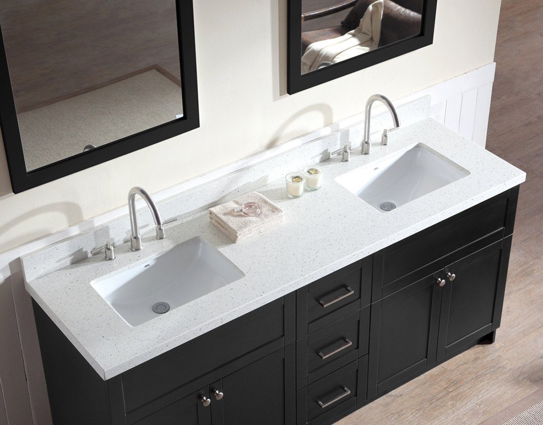 Ariel Hamlet 73" Double Sink Bathroom Vanity Set with White Quartz Countertop Vanity ARIEL 
