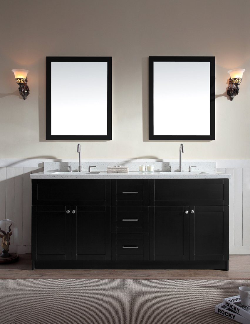 Ariel Hamlet 73" Double Sink Bathroom Vanity Set with White Quartz Countertop Vanity ARIEL 