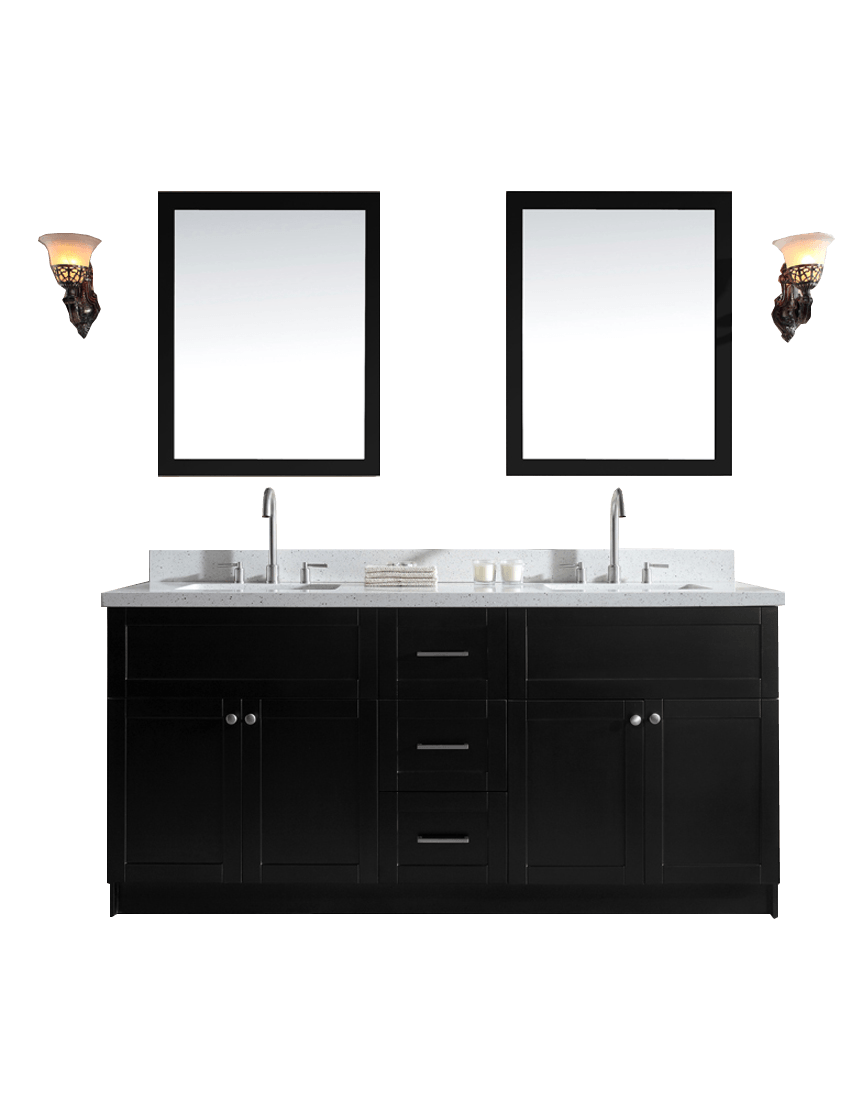 Ariel Hamlet 73" Double Sink Bathroom Vanity Set with White Quartz Countertop Vanity ARIEL 