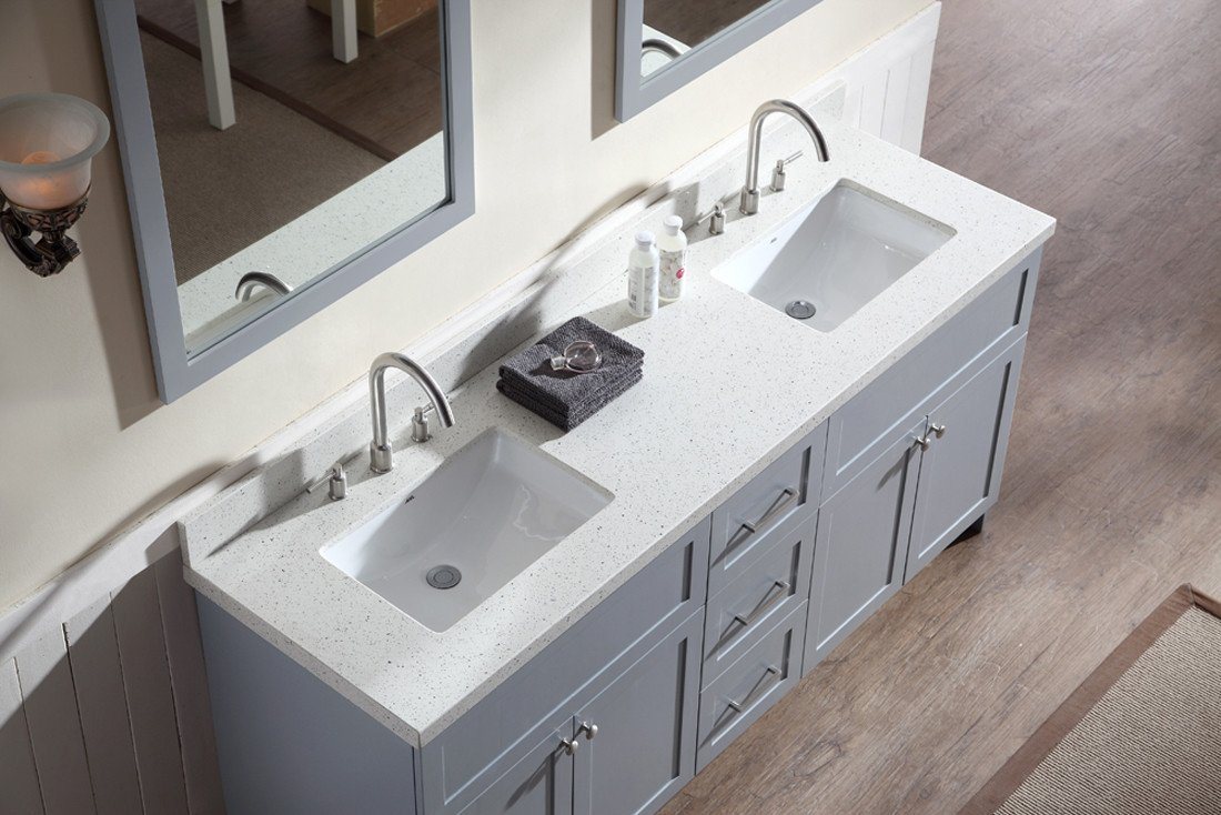 Ariel Hamlet 73" Double Sink Bathroom Vanity Set Solid Wood Construction - Grey Vanity ARIEL 