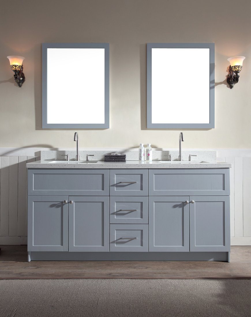  ARIEL Cambridge White Double Sink Bathroom Vanity 73