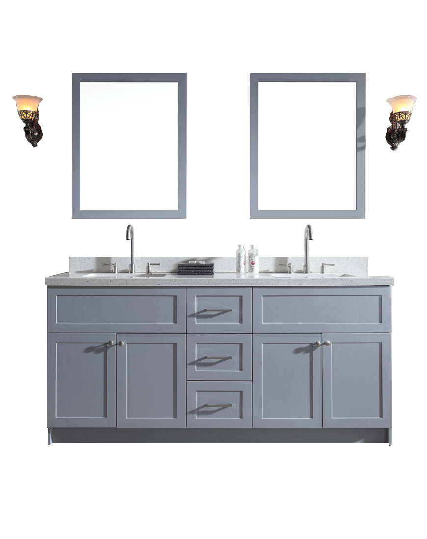 Ariel Hamlet 73" Double Sink Bathroom Vanity Set Solid Wood Construction - Grey Vanity ARIEL 
