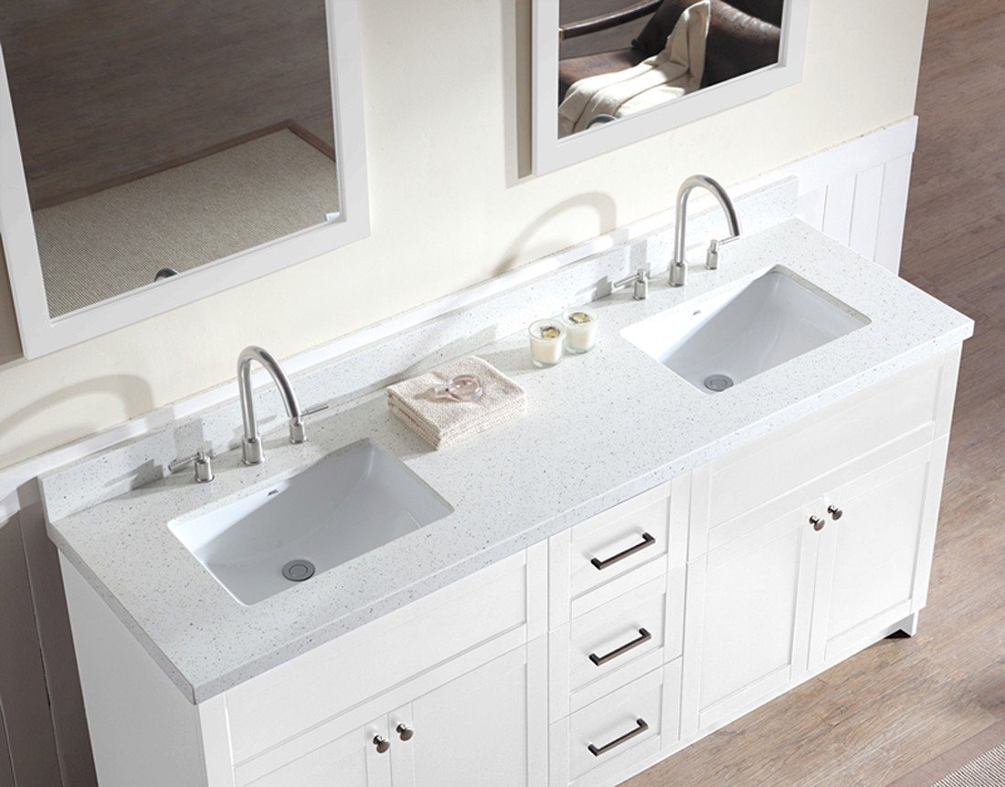 Ariel Hamlet 73" Double Sink Bathroom Vanity Set with White Quartz Countertop Vanity ARIEL 