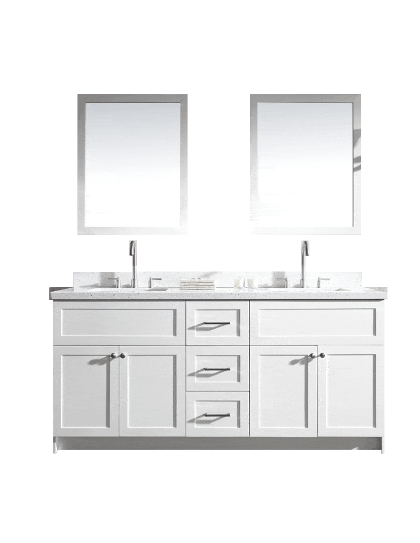 Ariel Hamlet 73" Double Sink Bathroom Vanity Set with White Quartz Countertop Vanity ARIEL 