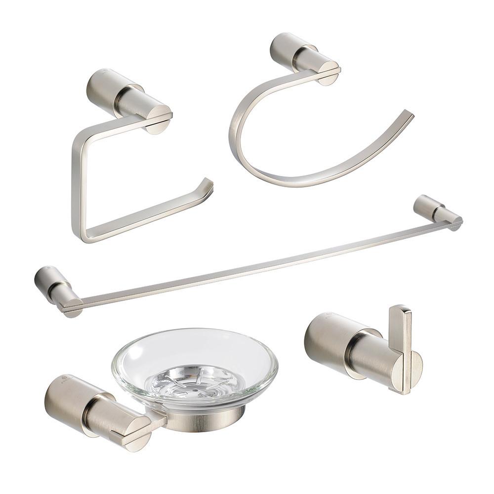 Fresca Magnifico 5-Piece Bathroom Accessory Set - Brushed Nickel Bathroom Accessory Set Fresca 