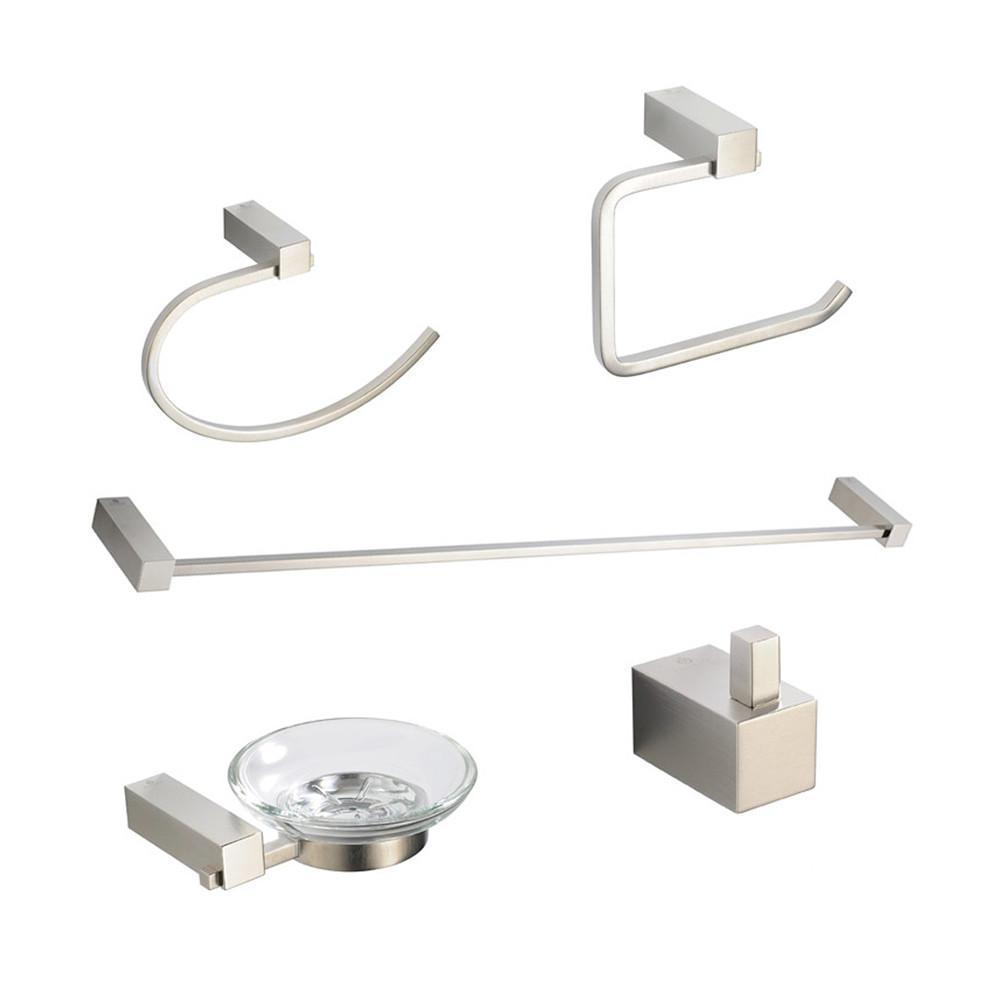 Fresca Ottimo 5-Piece Bathroom Accessory Set - Brushed Nickel Bathroom Accessory Set Fresca 